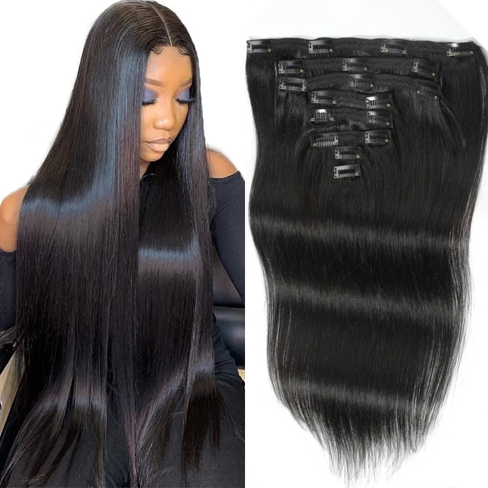 Прямые накладные пряди для вол – обзор и цена Seamless Clip In Hair Extensions Human Hair